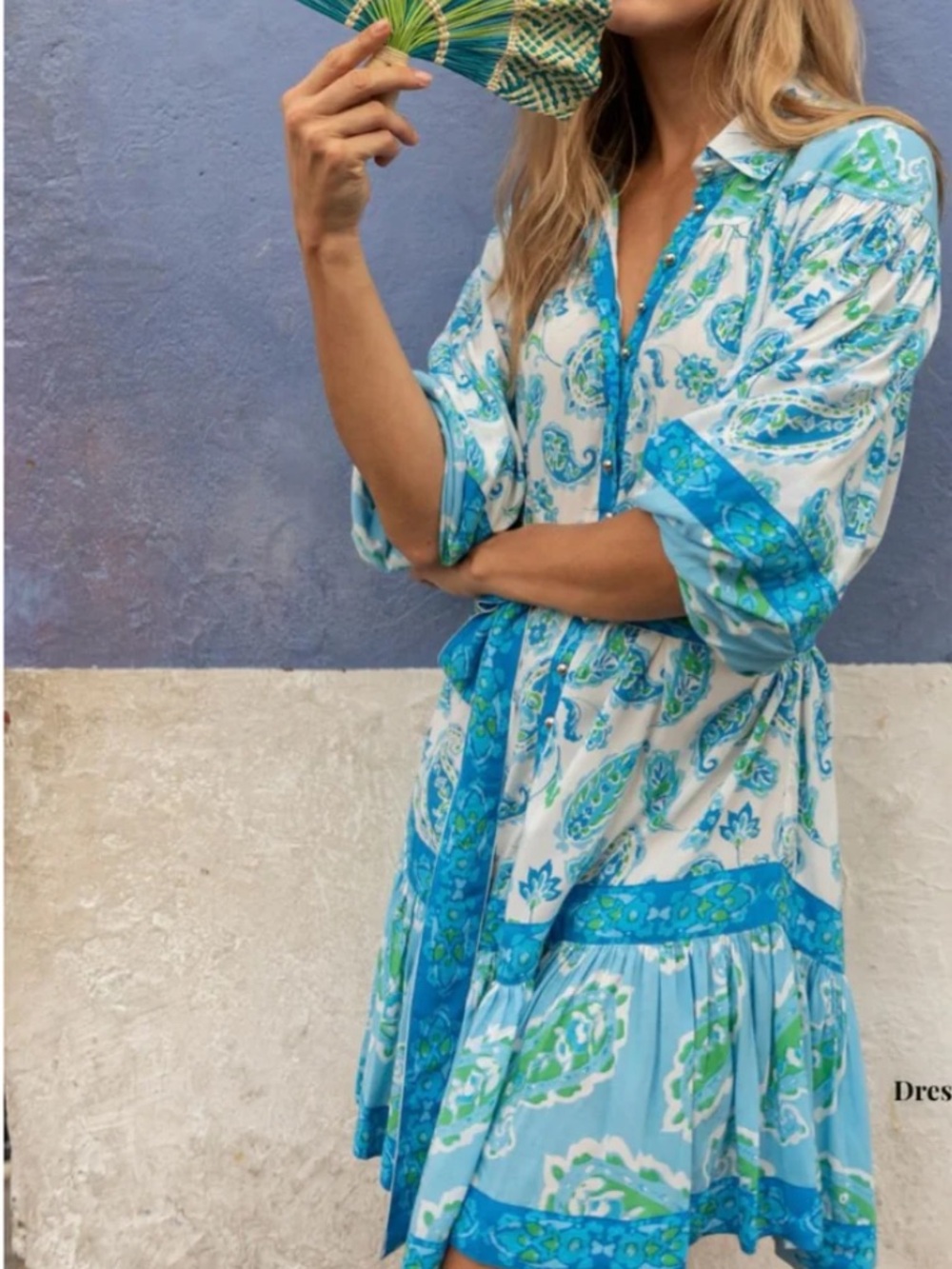 Light Blue Paisley Button-Front Women’s Swim Cover-Up